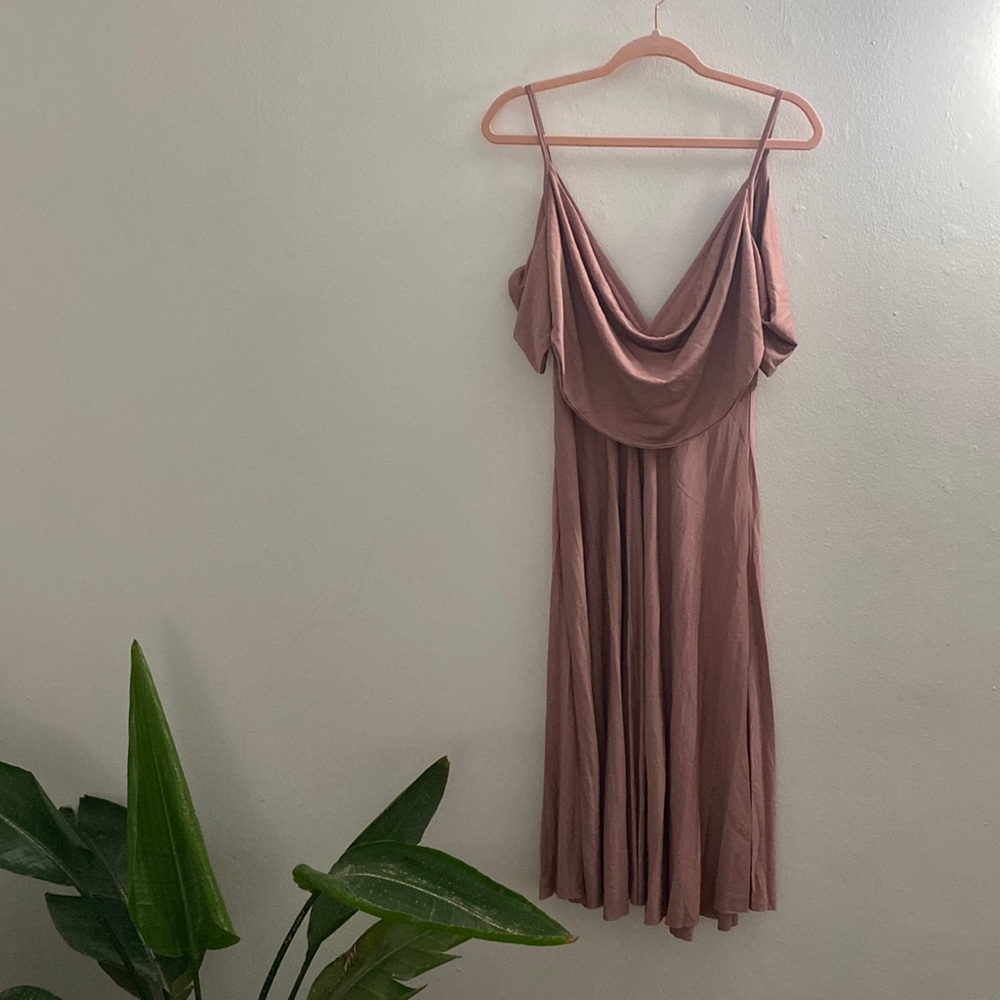 ASOS DEISGN cold shoulder cowl back pleated midi dress